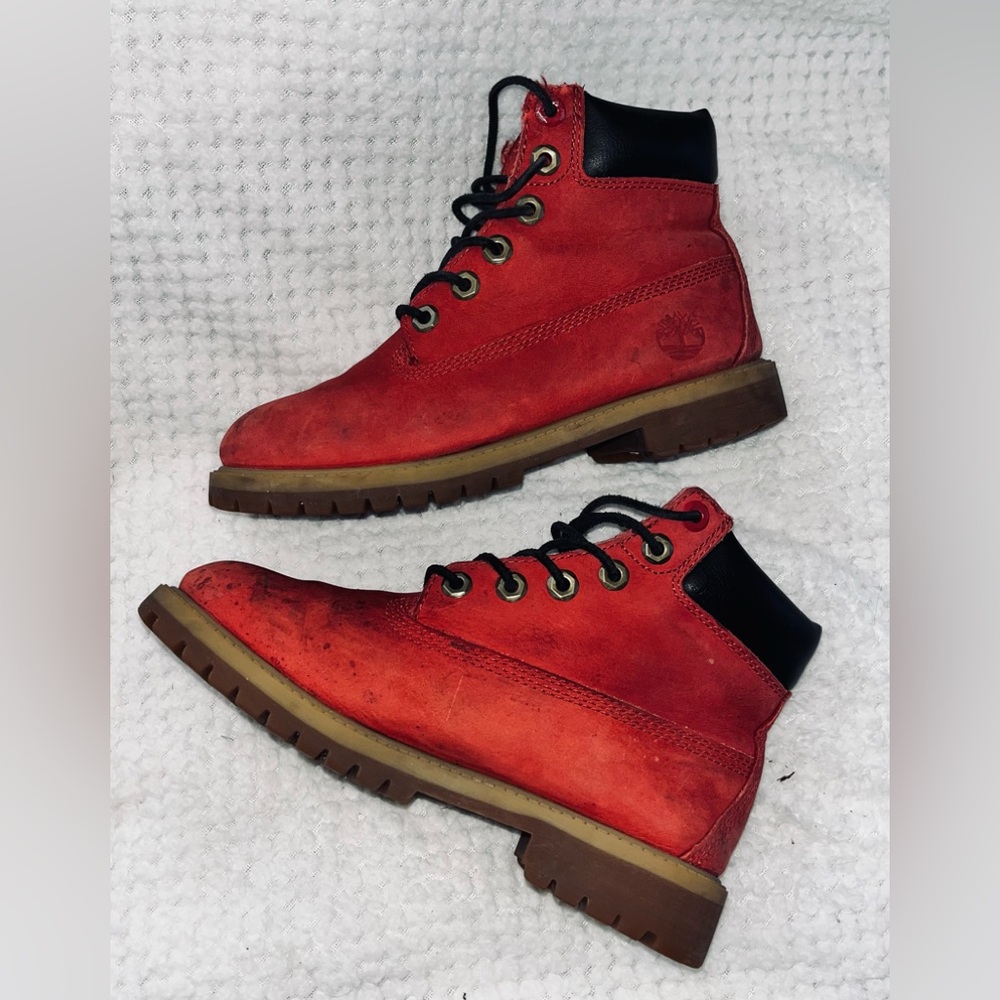 TIMBERLAND Red Boots sz Youth 4 - Picture 1 of 10